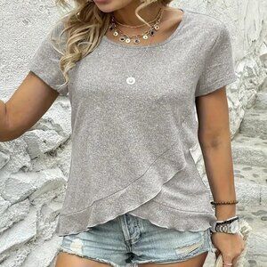 Short Sleeve Tee shirt with Ruffled bottom NEW  4xl